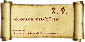Kolonics Vitália névjegykártya
